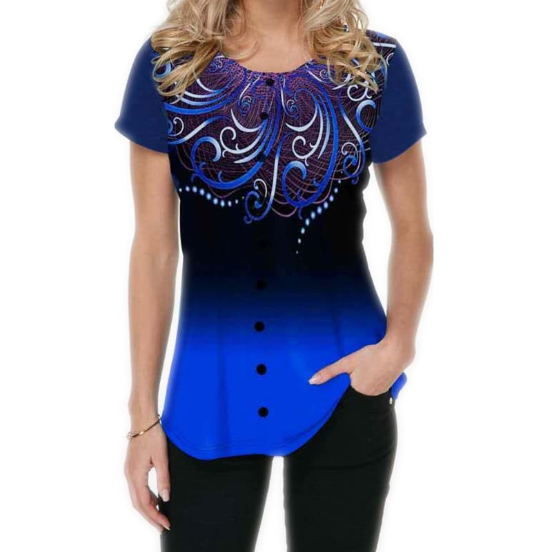 Simple Round Neck Fashion Gradient Top
