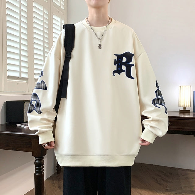 Men's Drop Shoulder Crew Neck Hoodie — Casual Pullover
