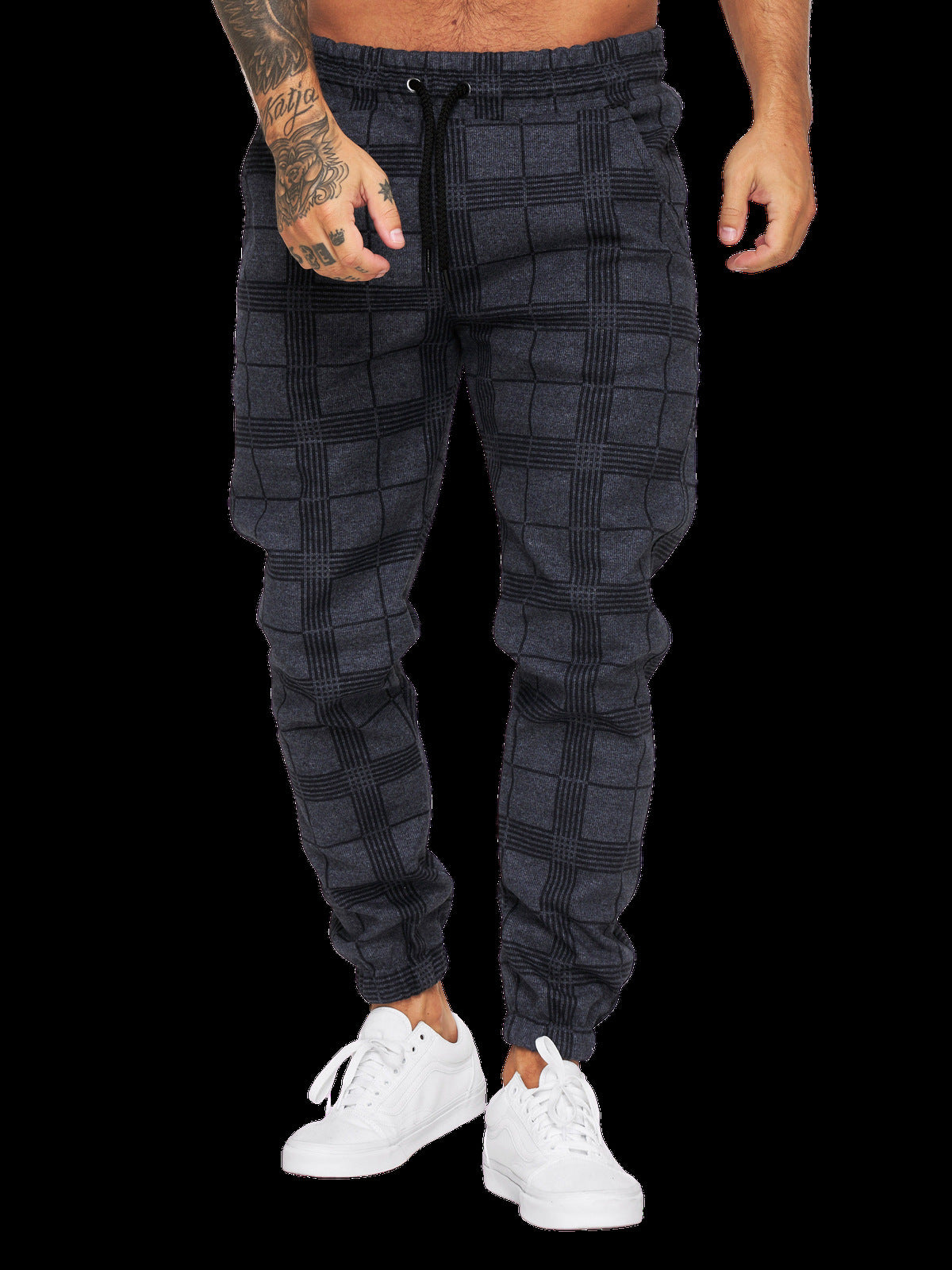 3D Checkered Digital Print Casual Pants