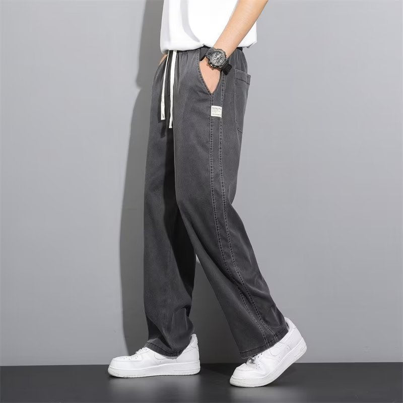 Men's Loose Wide Leg Ice Silk Straight Pants