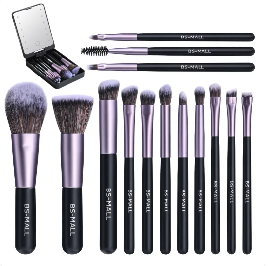 Makeup Brushes Set with Luminous Mirror