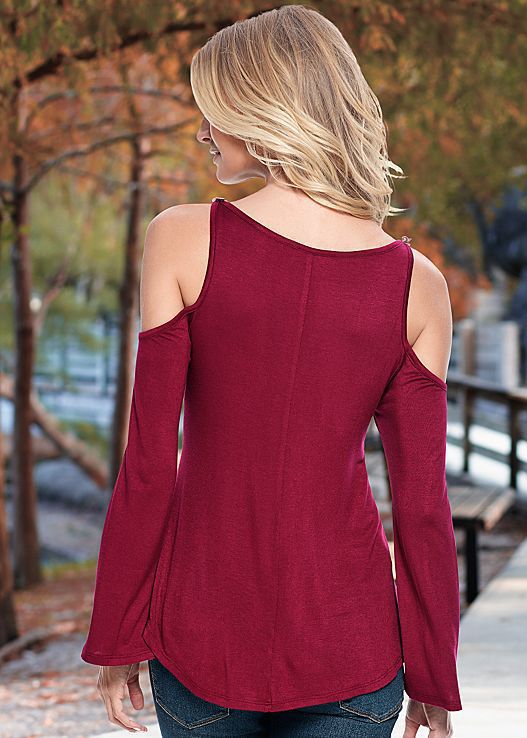 Women's Lace Strapless V-neck Flared Sleeve T-shirt