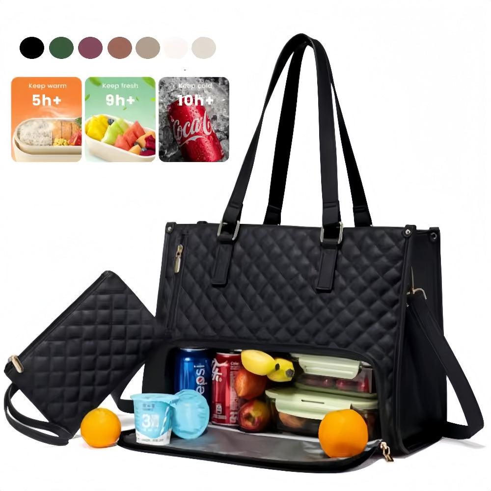 Women's Insulated Lunch Bag | Large Capacity Tote with Laptop Compartment