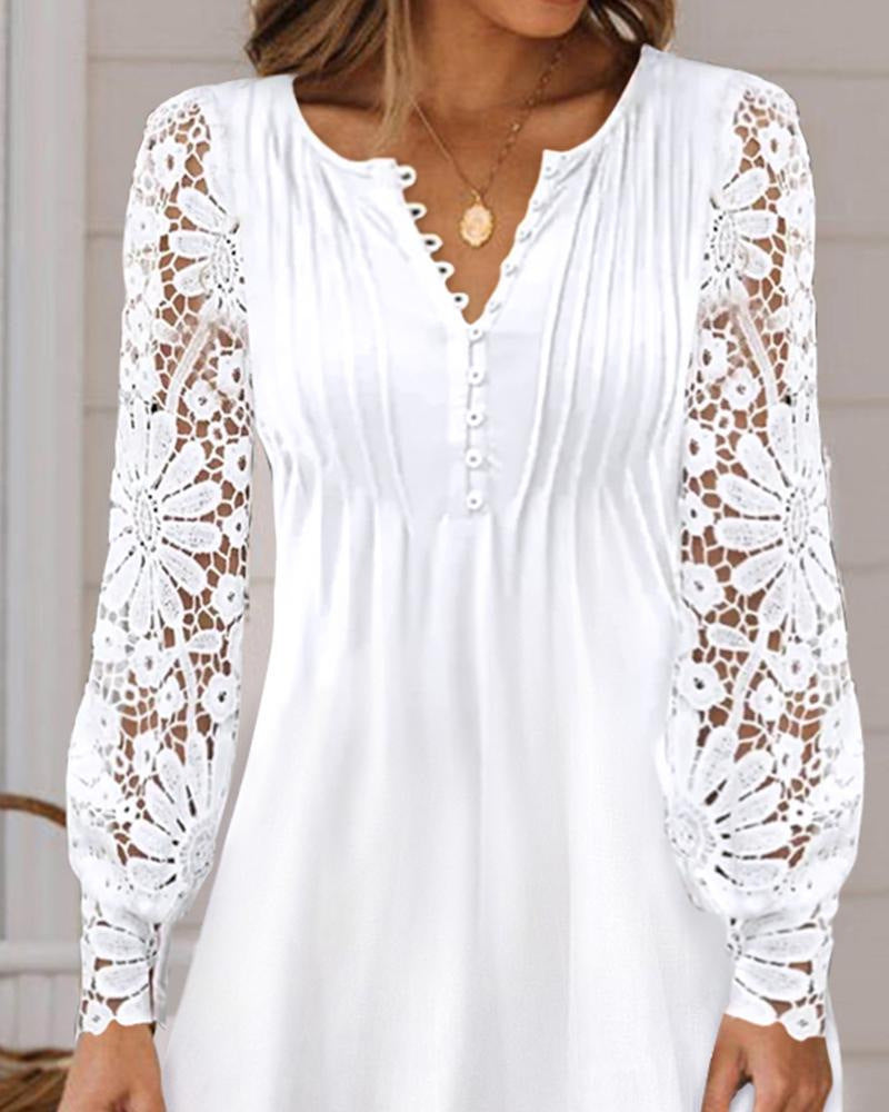 Spring Summer's Lace Long Sleeve Dress