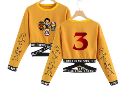 Stranger Things 3 Cropped Long Sleeve Sweatshirt