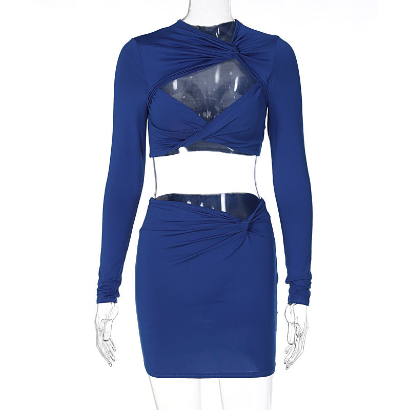 Spring Fashion Sexy Hollow Long Sleeve Outfit Set