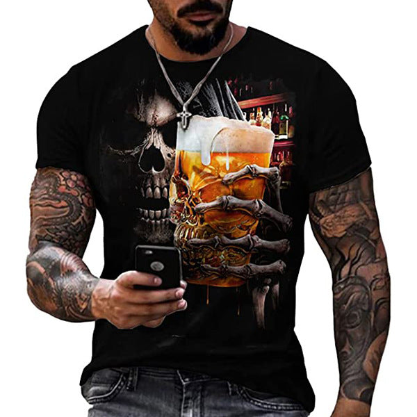 Men's Casual T-Shirt with Myth Pattern in Polyester Spandex