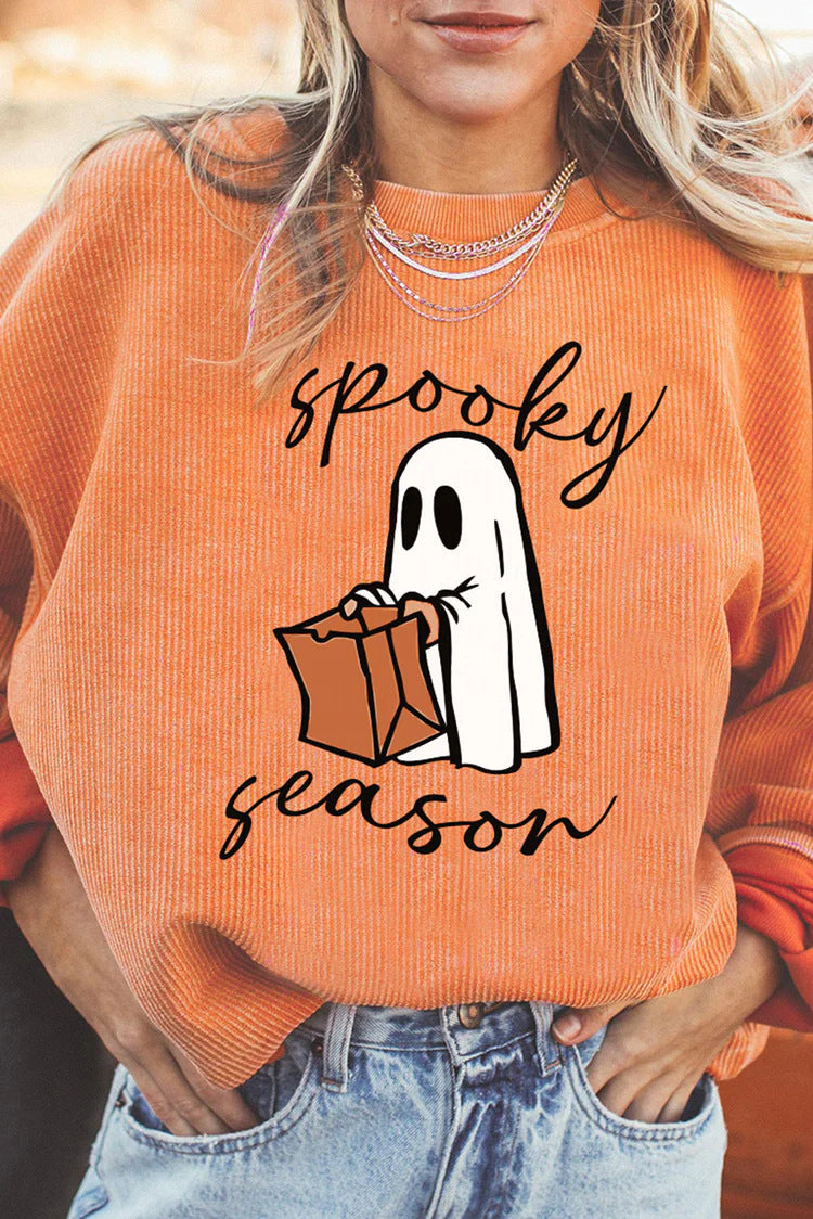 European American Halloween Pumpkin Head Sweater