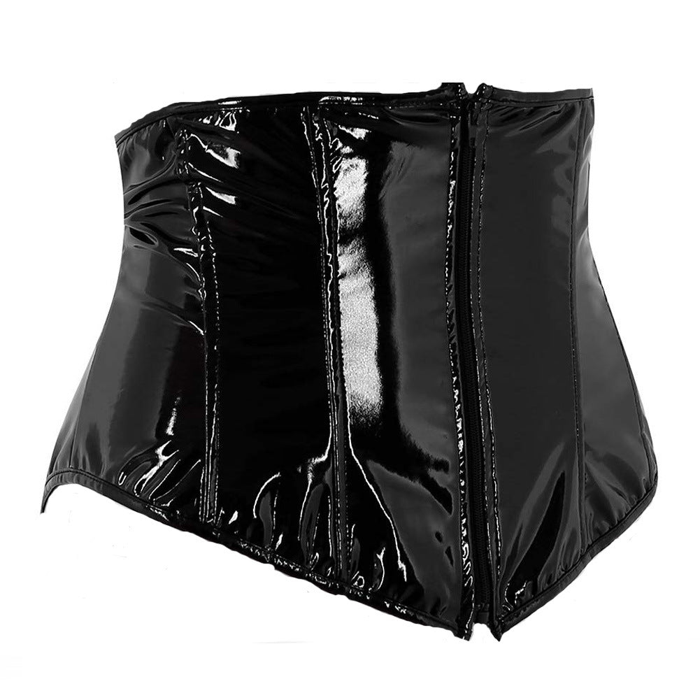 Women's Sexy Short PU Leather Waist Clip Corset