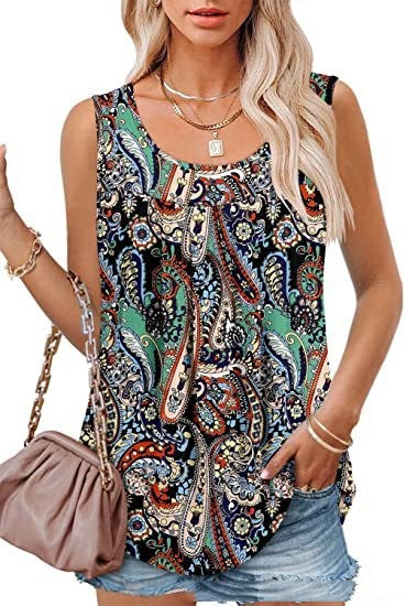 Women's Loose-Fit Sleeveless Printed Vest Top