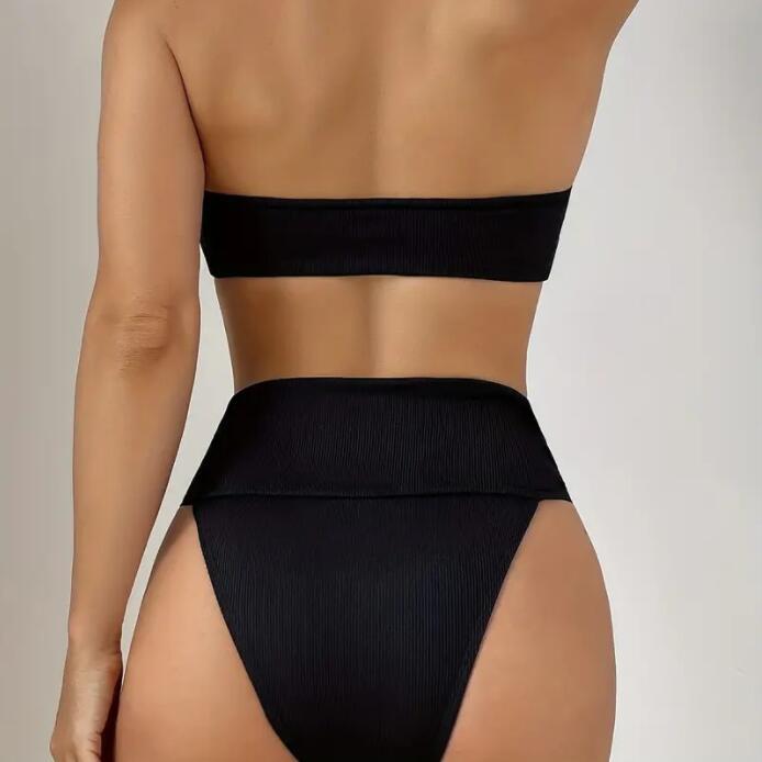 High Waist Sexy Tube Top Bikini Set for Women