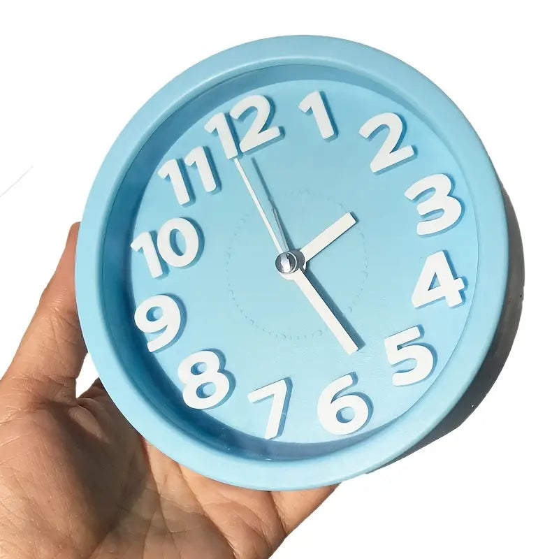 3D Big Round Silent Quartz Alarm Clock for Bedrooms
