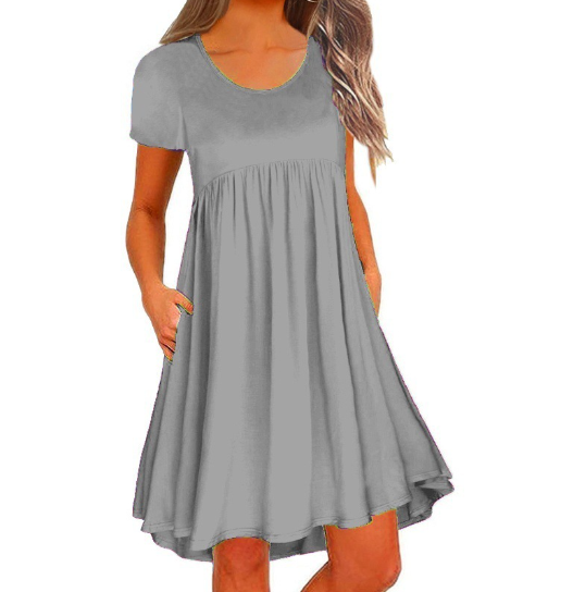 Women's Simple Solid Color Short Sleeve Dress