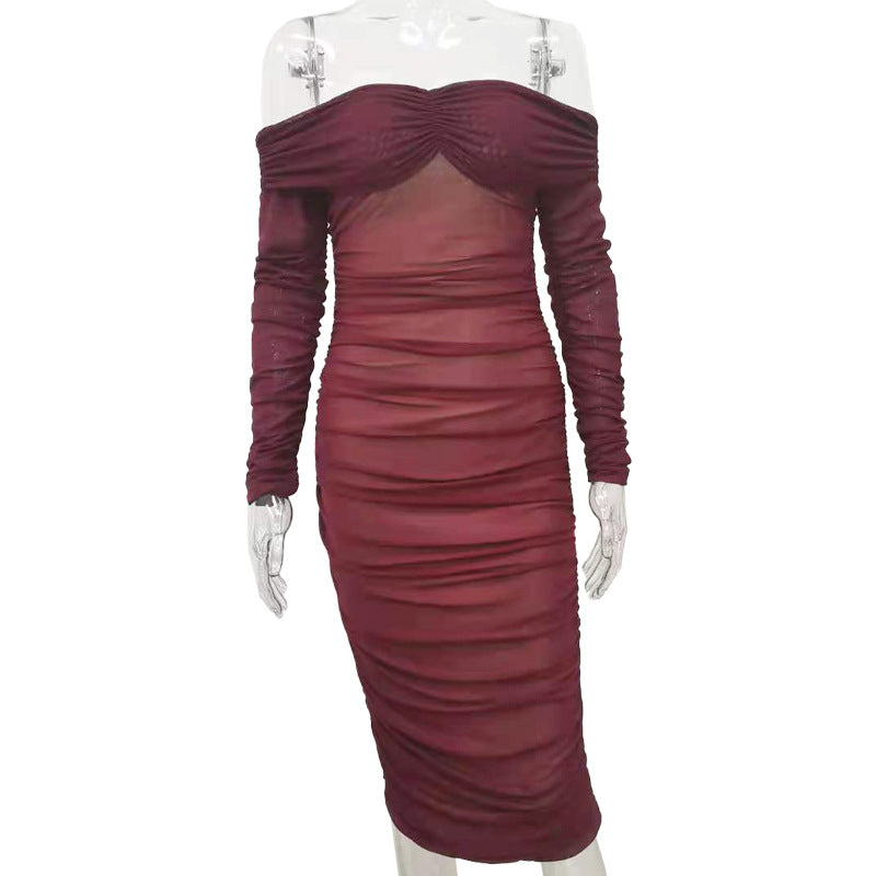 Spring Summer New European Sexy Long Sleeve Dress