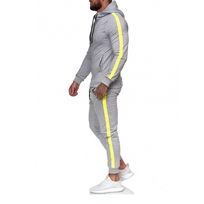 Men's Hooded Zip-Up Athletic Tracksuit Set — 2-Piece Sportswear