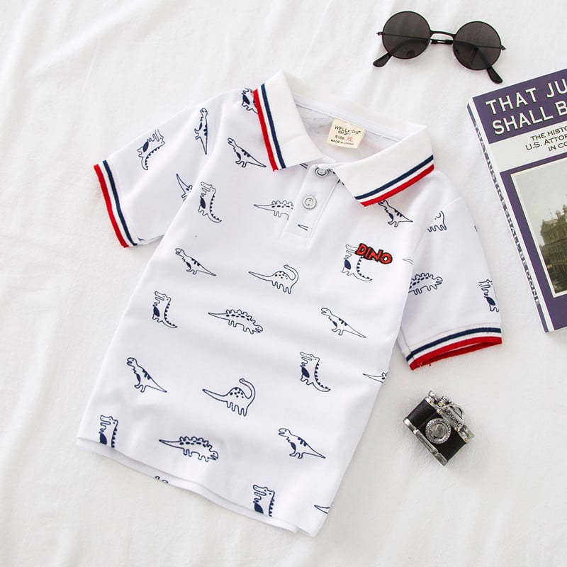 Summer Cartoon Pattern Boy's Casual Short Sleeve Shirt