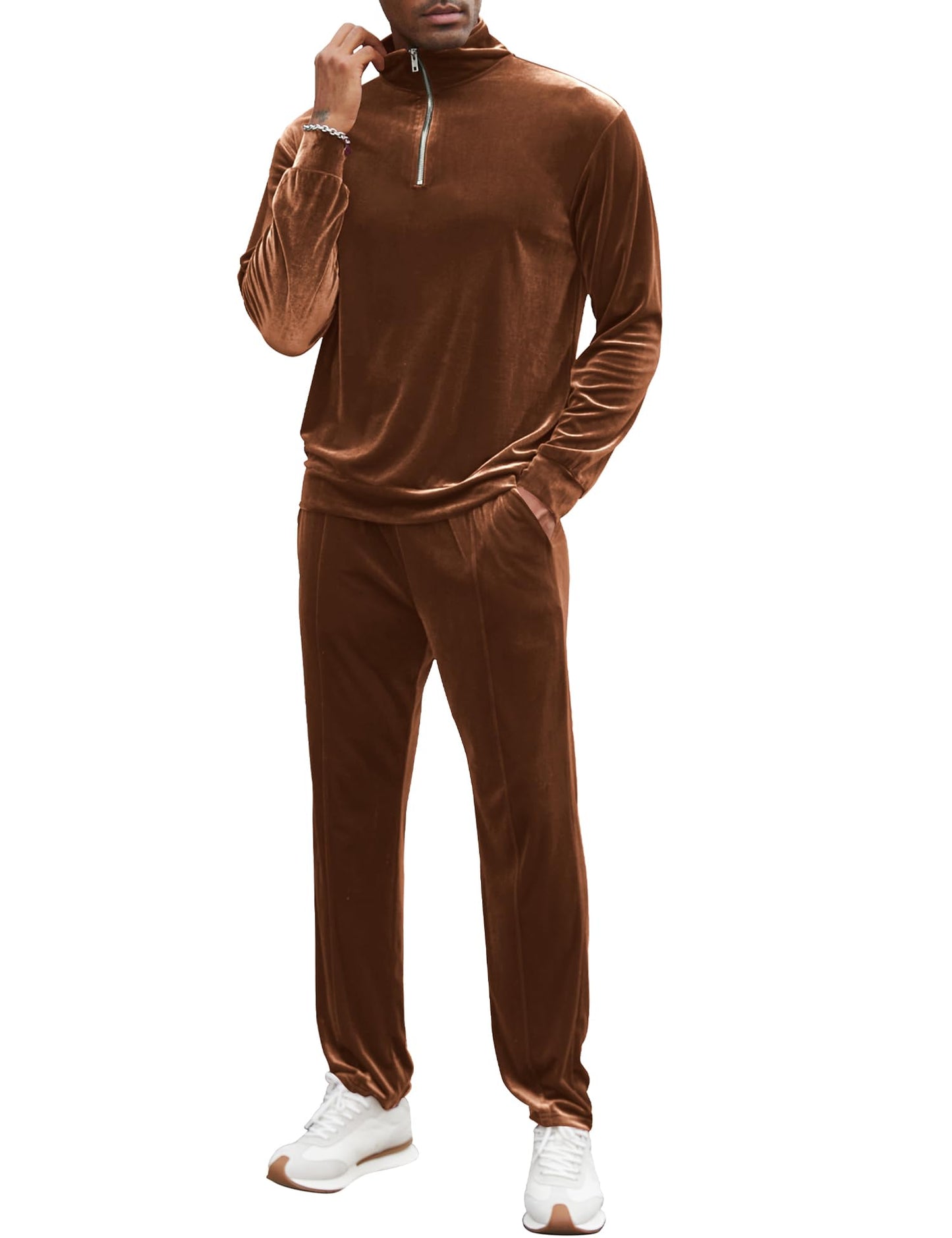 Men's 2-Piece Quarter Zip Tracksuit — Athletic Jogger Set