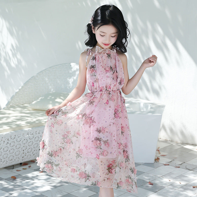 Girls' Bohemian Floral Beach Maxi Dress — Summer Style