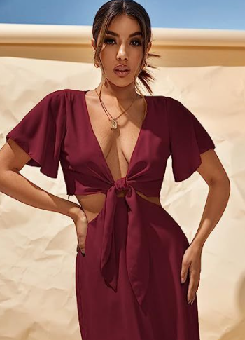 Women's Extra Long A-Line Front Lace-Up Dress