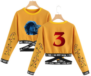 Stranger Things 3 Cropped Long Sleeve Sweatshirt