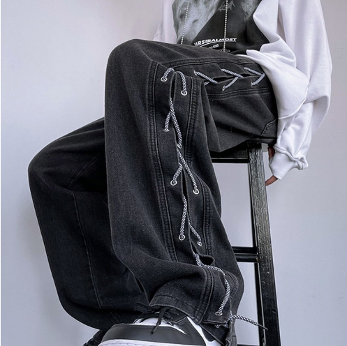 Niche Wide Leg American Jeans for Men in Hip Hop Style