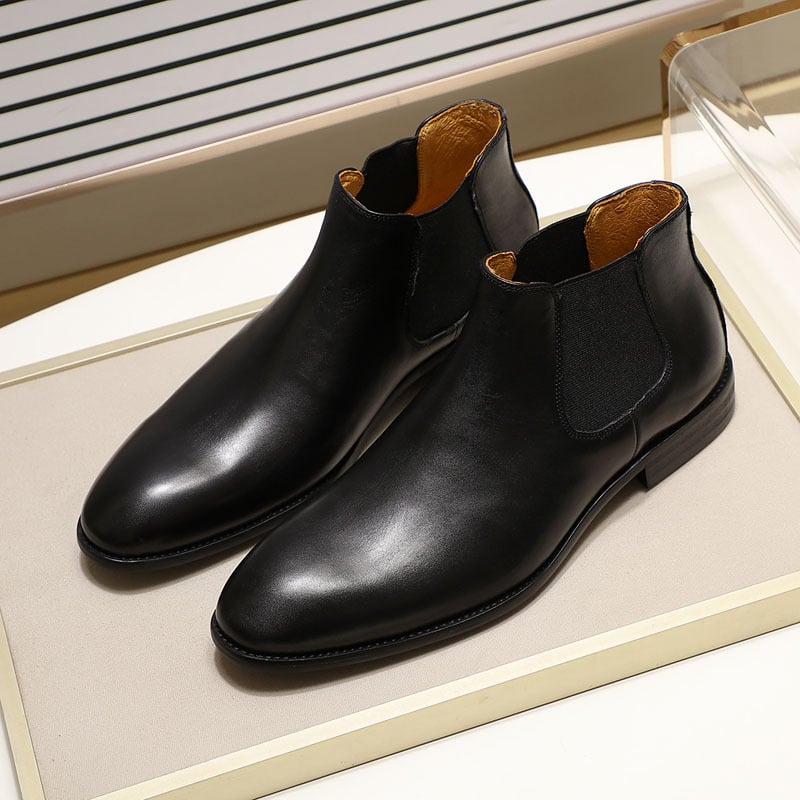 Genuine Leather Men's Shoes with Stirrup