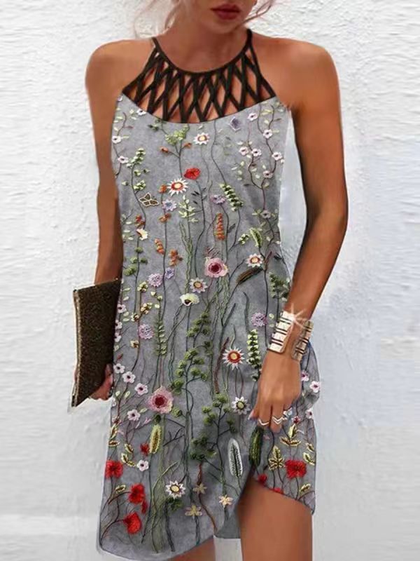 Casual Bohemian Dress with Ethnic Print Design