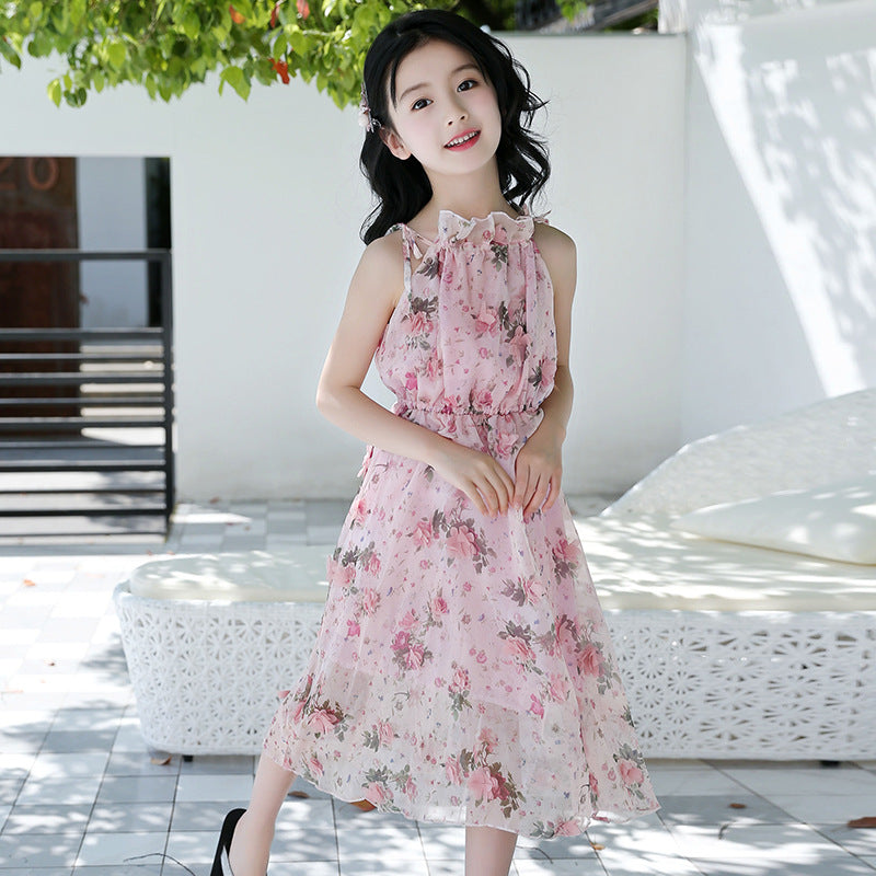 Girls' Bohemian Floral Beach Maxi Dress — Summer Style