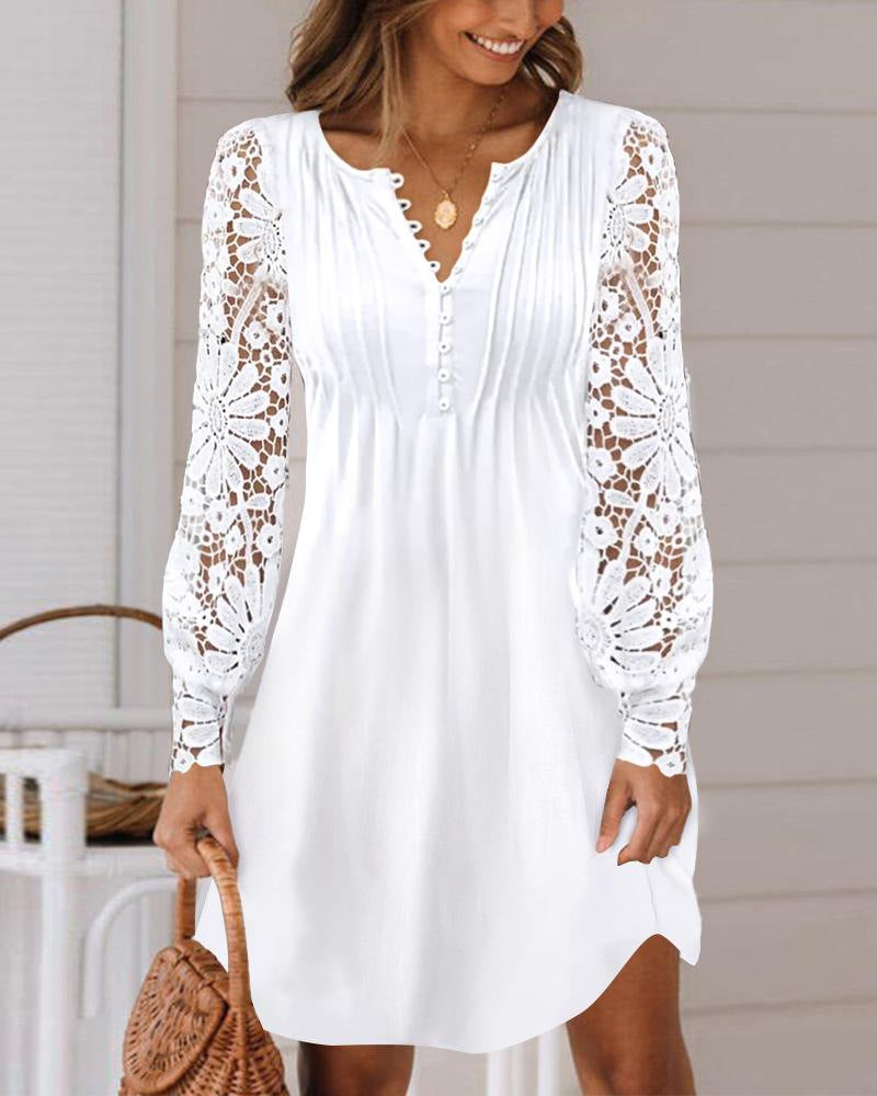 Spring Summer's Lace Long Sleeve Dress