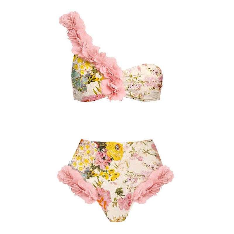 Women's Sexy One-Shoulder Bikini Set with Embellishments