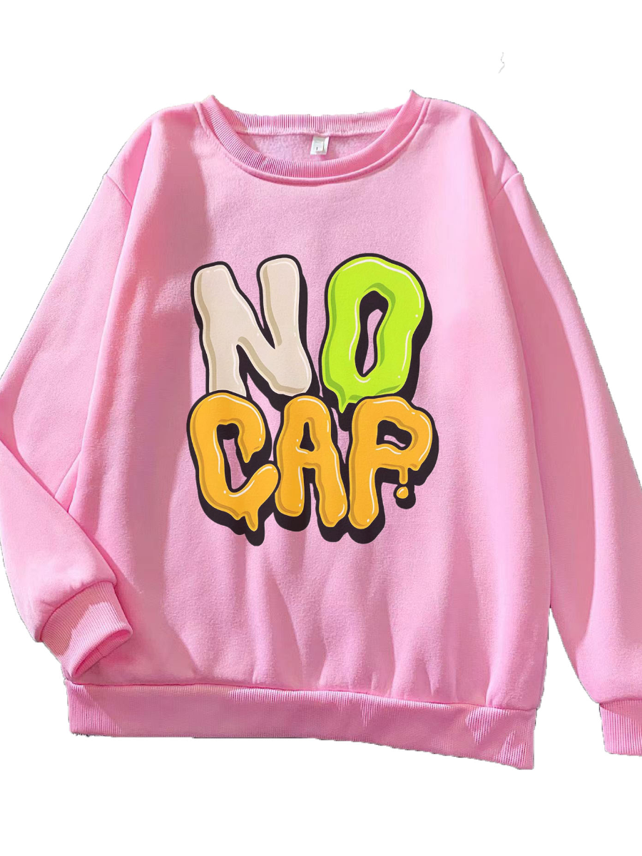 Women's Plus Size Letter Print Drop Shoulder Sweatshirt