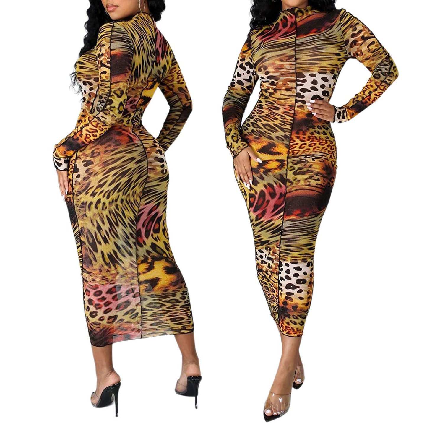 High Stretch Mesh Printed Fashion Dress