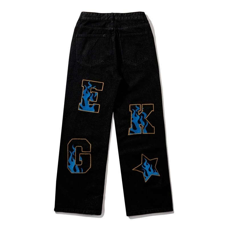 Men's Retro American Hip-Hop Wide Leg Jeans — Streetwear