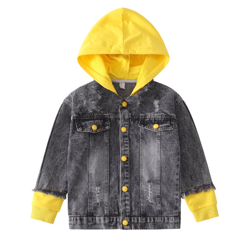 Boy's Denim Jacket with Hoodie for Spring and Autumn