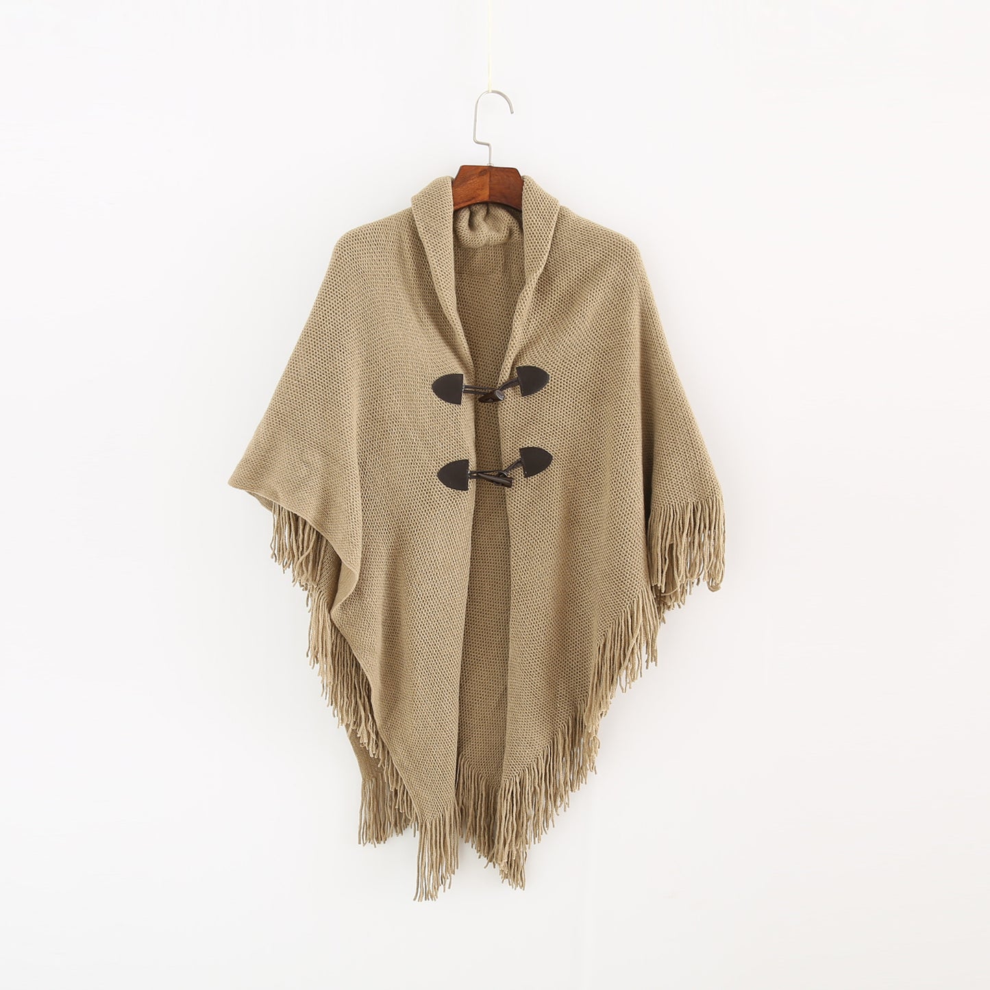Fashion Button Cardigan with Hooded Cashmere Scarf