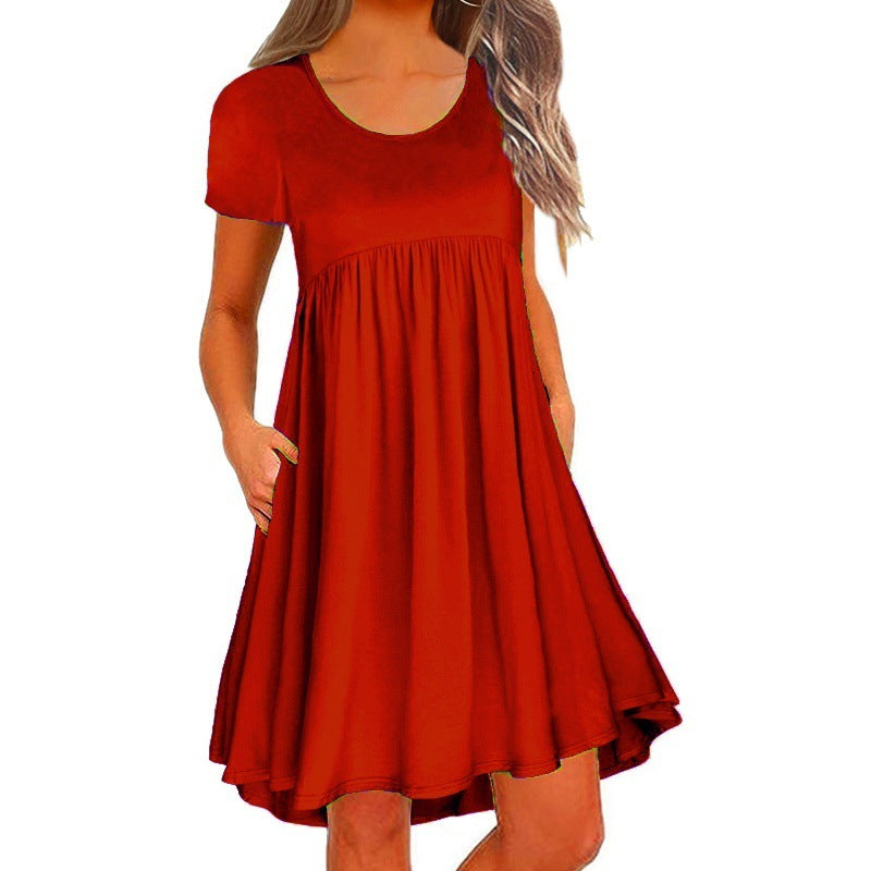 Women's Simple Solid Color Short Sleeve Dress