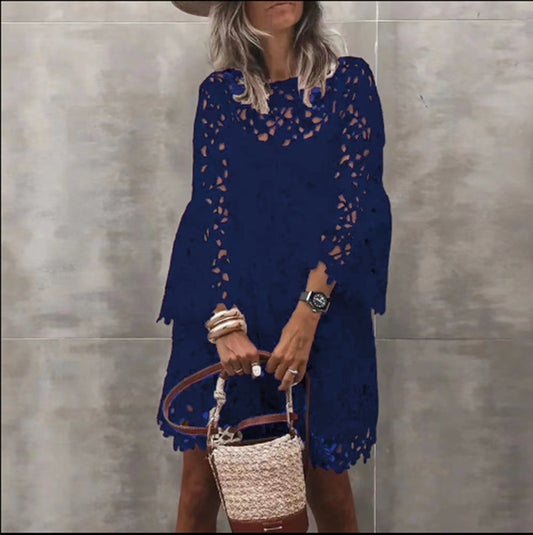 Ethnic Style Lace Flower Dress for Women