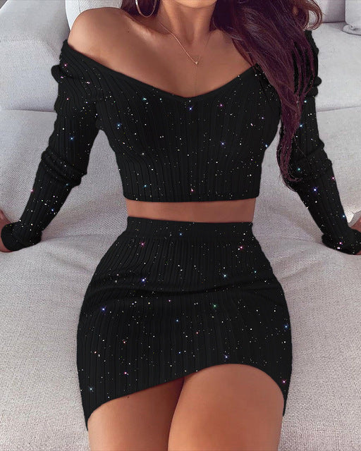 Wepbel Women's Summer 2-Piece Off-Shoulder Outfit Set