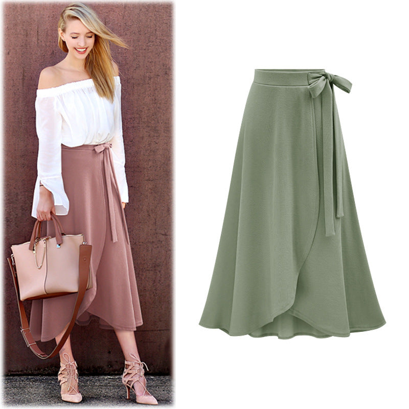 High Waist Irregular Slit Skirt for Women