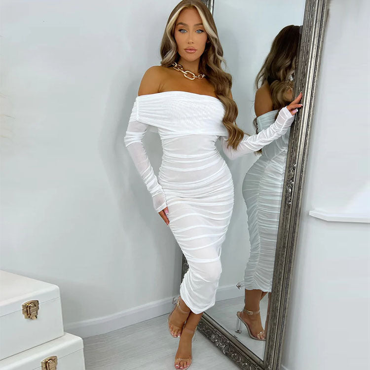 Spring Summer New European Sexy Long Sleeve Dress