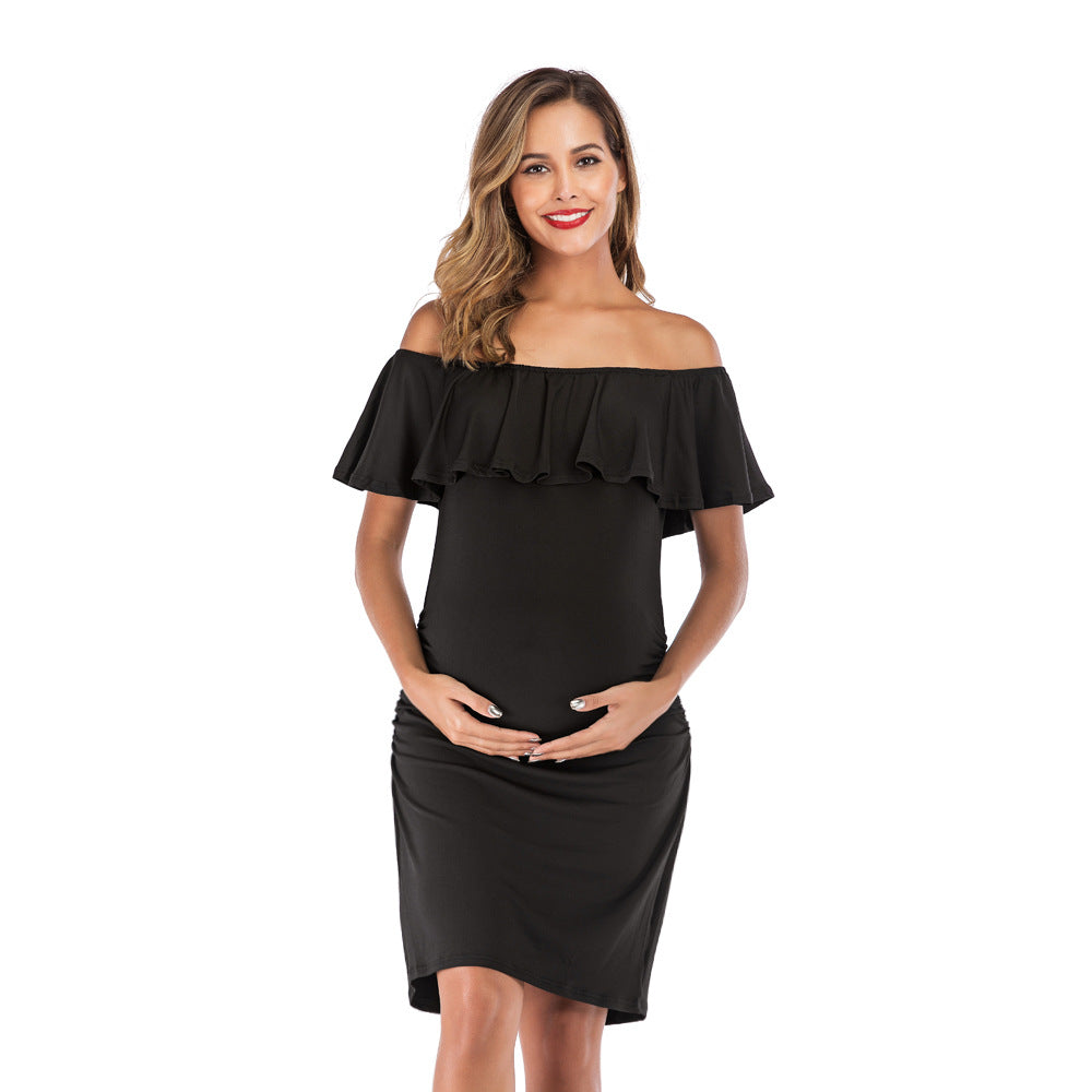 Women's Slim Solid Color Mid-Length Maternity Dress