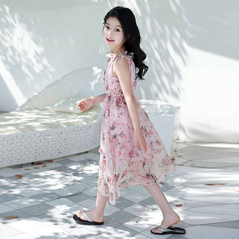 Girls' Bohemian Floral Beach Maxi Dress — Summer Style