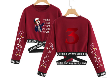 Stranger Things 3 Cropped Long Sleeve Sweatshirt