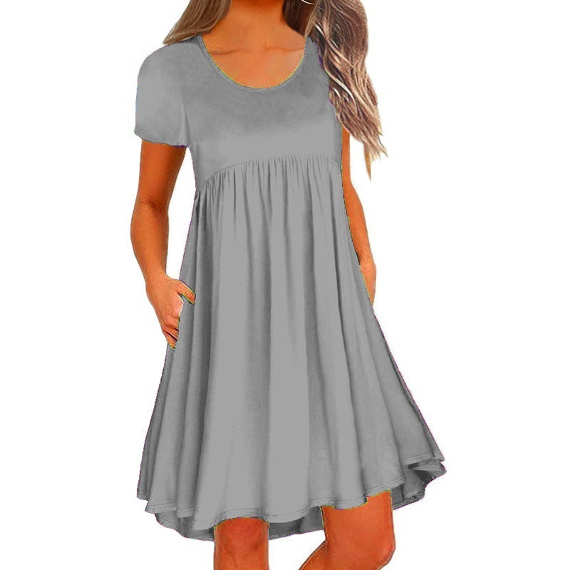 Women's Simple Solid Color Short Sleeve Dress