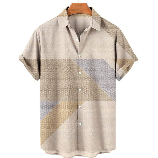 Men's Casual 3D Digital Print Short-Sleeve Shirt
