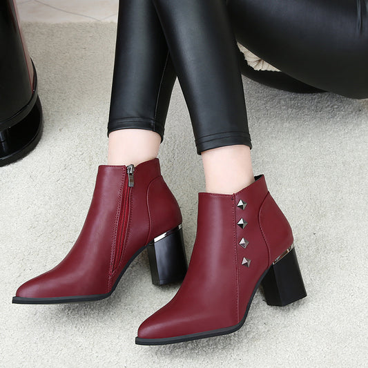 Women's Studded High Heel Ankle Boots