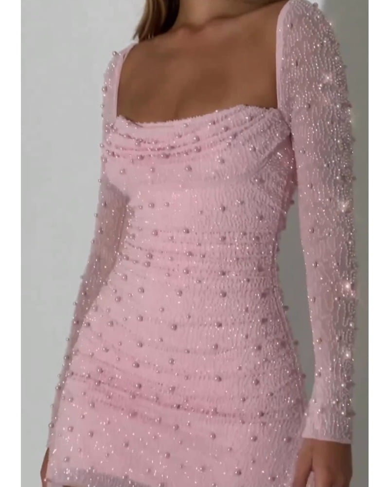 Beaded Design Slim-Fit Sheath Dress for Women