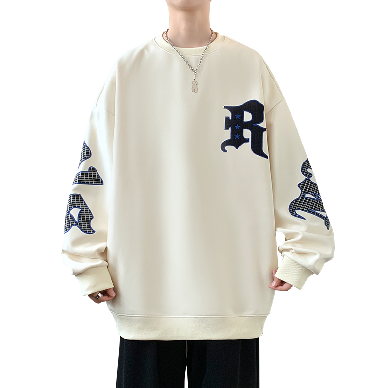 Men's Drop Shoulder Crew Neck Hoodie — Casual Pullover