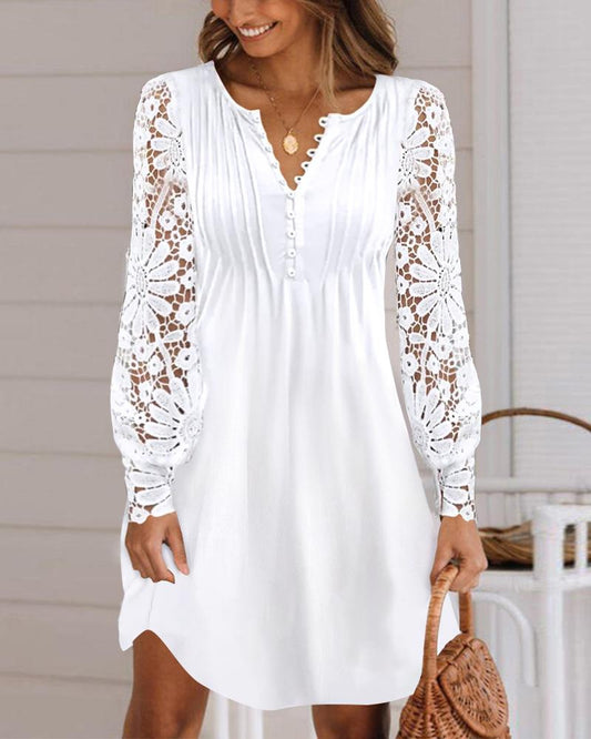 Spring Summer's Lace Long Sleeve Dress