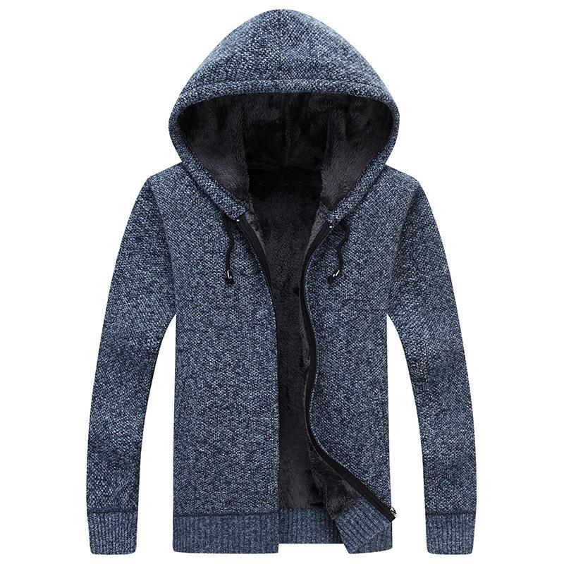 Men's Casual Hooded Cardigan - Warm Velvet Sweater